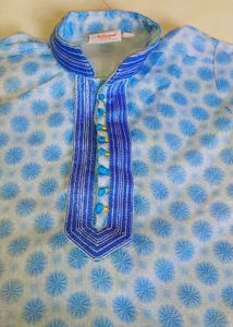 3 Combo Blue Floral Cotton Kurta Pajama Set