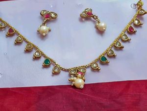Elegant Pearl &amp; Gemstone Necklace Set