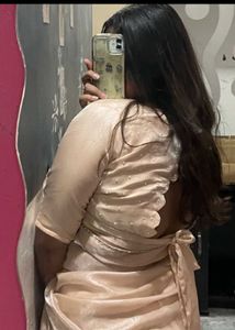 Elegant Peach Plain Saree