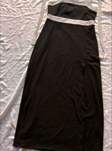 Black Colourblocked Shoulder Straps Maxi Dress