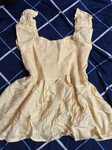 Cute Yellow Ruffled Square Neck top