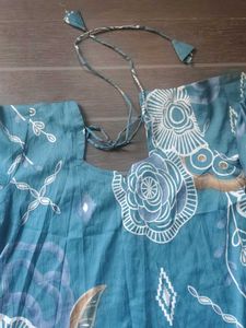 Teal Floral Printed Kurta with Palazzo