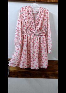 Vintage Pink Floral Midi Dress