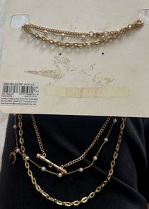 Layered Gold Chain Necklace with Pearls