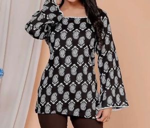 Stylish Black & White Printed Kurta