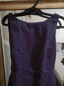 Navy &amp; Pink Patterned Jacquard Dress