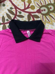Hot Pink Collared T-Shirt