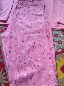 Cute woolen Pink Star Pajama Set