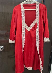 Red Nighty and Robe Set
