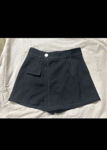 Chic Black Skort with White Stitching