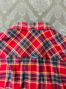 s.oliver Men's Red Plaid Short Sleeve Shirt