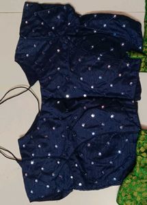 Designer Blouse Set - Navy &amp; Green