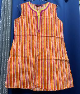 Vibrant Striped Sleeveless Kurta