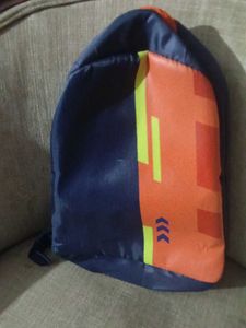 Compact Blue & Orange Drawstring Bag