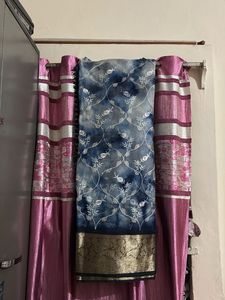 Elegant Blue Tie-Dye Saree with blouse