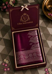 Elegant Wine Satan  Silk Silver Zaree Saree