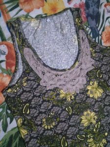 Floral Print Lace Trim Tank Top