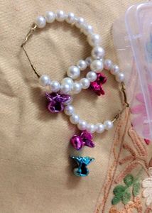 Pearl Hoop Earrings with Charms