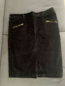 Black Velvet Skirt with Gold Zippers