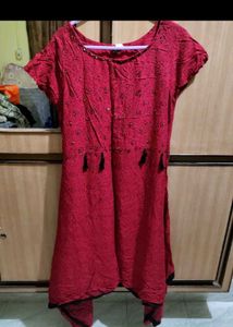 Elegant red crepe kurti