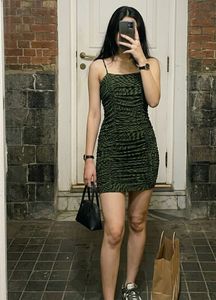Geometric Printed RuchedBodycon Dress