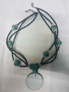 Boho Beaded Necklace with Pendant