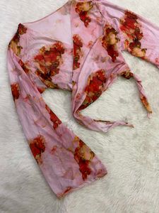 Marble Printed Wrap Top /