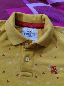 Hollister Yellow Printed Polo Shirt