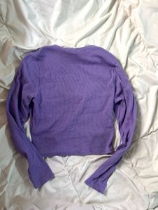 Purple Long Sleeve fitted crop top