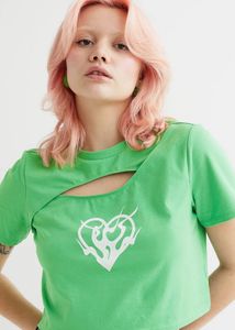 H&M Green Cutout Heart Graphic T-Shirt