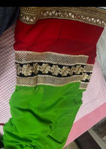 Heavy Designer Green Party Wear Saree with blouse