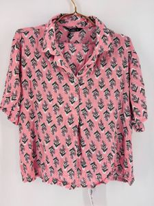 Pink Floral Print Button-Up pajama/cord-set
