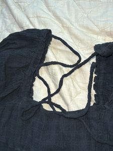 Smocked Black Mini Dress