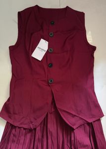 Maroon Pleated co-ords set