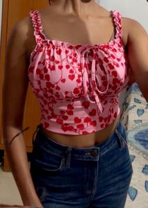 Cute Pink Heart Crop Top