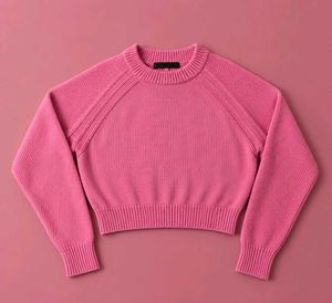 PINK RAGLAN SLEEVE CROPPED SWEATER