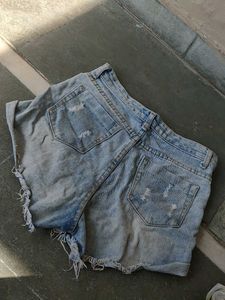 Distressed Denim Shorts