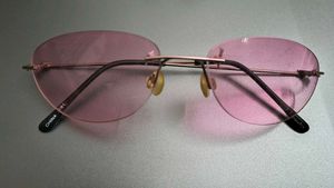 Retro Pink Rimless Sunglasses