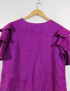Pink And Purple Printed Round Neck Top (Women)
