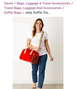 Red Jelly Duffle Bag with Rainbow Strap