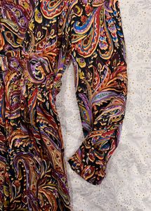 zara Boho Paisley Print Long Sleeve Dress