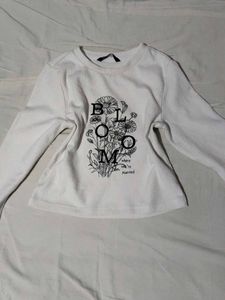 White Graphic Print Long Sleeve Top
