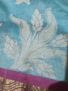 Beautiful Blue Saree with Leaf Motifs
