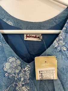 Blue Floral Cotton Kurta not faded !!!