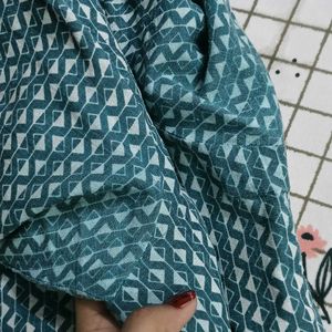 Teal Blue Printed Kurta