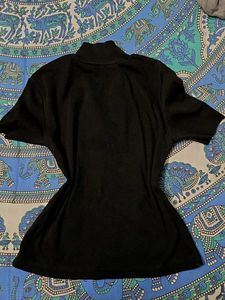 y2k Ribbed Quarter Zip Crop Top