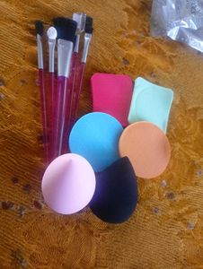 Makeup Brush + Sponge Combo Set