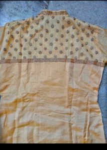 heavy real mirror &amp; zari work tissue kurta set