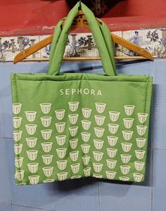 Sephora Quilted Puffy Green Tote Bag
