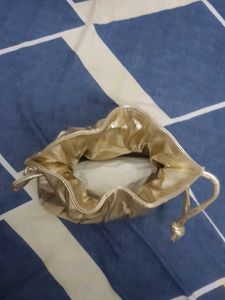 Shiny Gold Drawstring Diwali Potli Bag